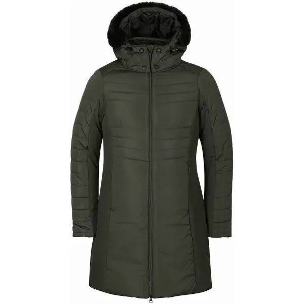 ALPINE PRO NORGA Dámský prošívaný kabát, tmavě zelená, velikost