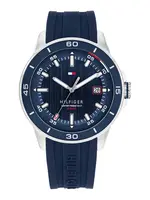 TOMMY HILFIGER Analógové hodinky 'REMY'  námornícka modrá / červená / strieborná