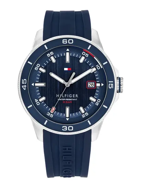 TOMMY HILFIGER Analógové hodinky 'REMY'  námornícka modrá / červená / strieborná