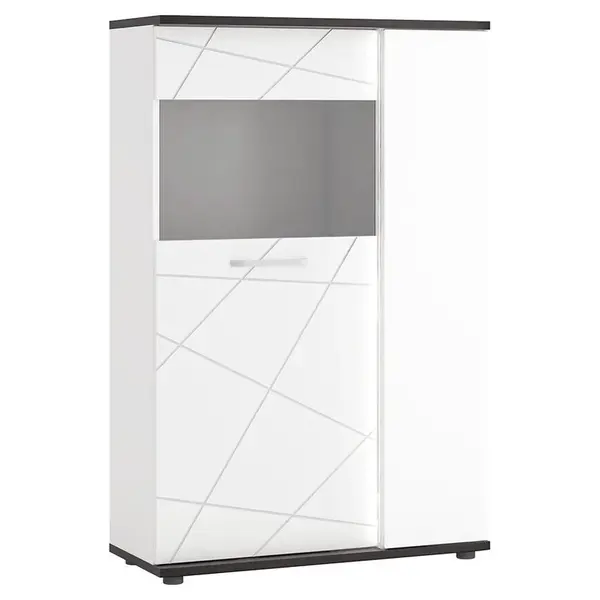 Vitrína Venezia VENV02R 2D alpská biela/dub vicenza čierna/mdf biela l