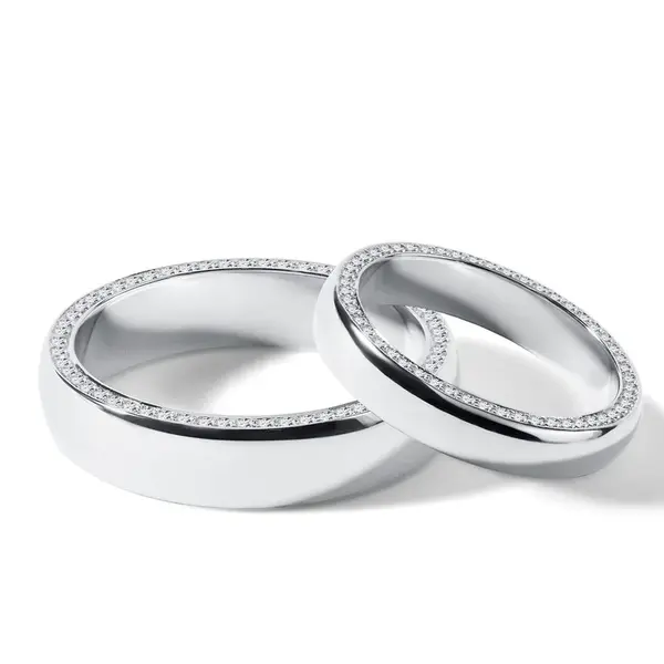 Snubní sada v bílém zlatě s diamanty po stranách obroučky KLENOTA