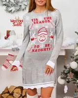 Resti Christmas Sweater Women's Dress in Gray