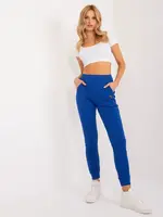 Dámske rebrované tepláky v kobaltovej farbe