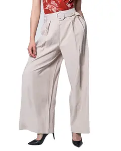 Dámske široké nohavice s opaskom