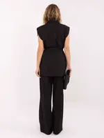 Čierny pruhovaný komplet s vestou