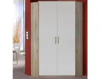 Rohová šatní skříň Cariba, dub san remo/bílá