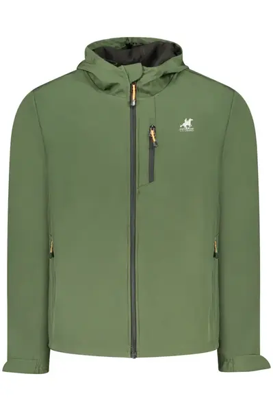 Zelená softshellová bunda s kapucí