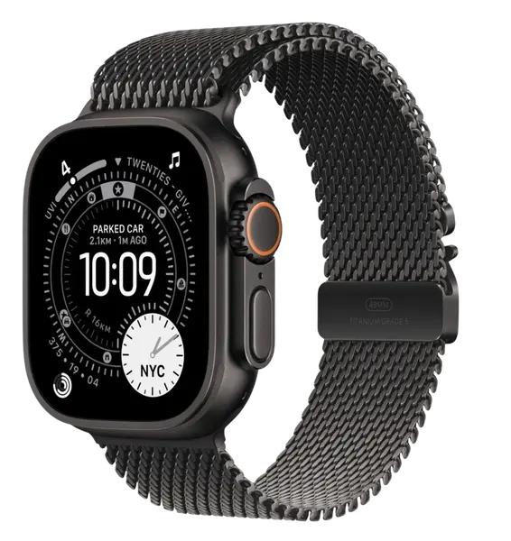 APPLE Watch Ultra 3 GPS + Cellular 49mm čierny titán - čierny titánový milánsky ťah - L