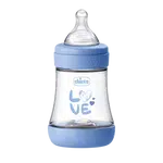 CHICCO Lahev kojenecká Perfect5 silikon, modrá 150 ml