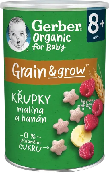 GERBER Organic křupky s malinami a banánem 35 g