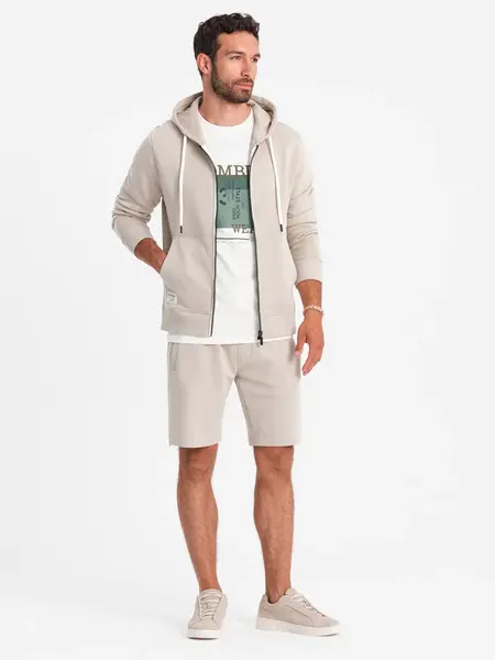 Ombre Men's sweatshirt set unbuttoned sweatshirt + shorts