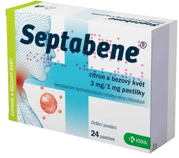 SEPTABENE® 3 mg/1 mg citron a bezový květ 24 pastilek