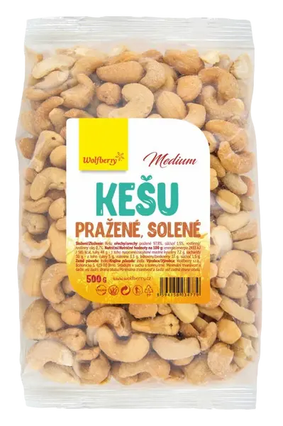 WOLFBERRY Kešu pražené solené Medium 500 g