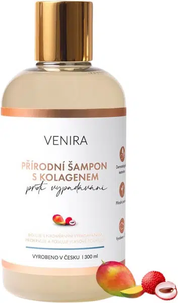 VENIRA přírodní šampon s kolagenem proti vypadávání vlasů, mango-liči 300 ml