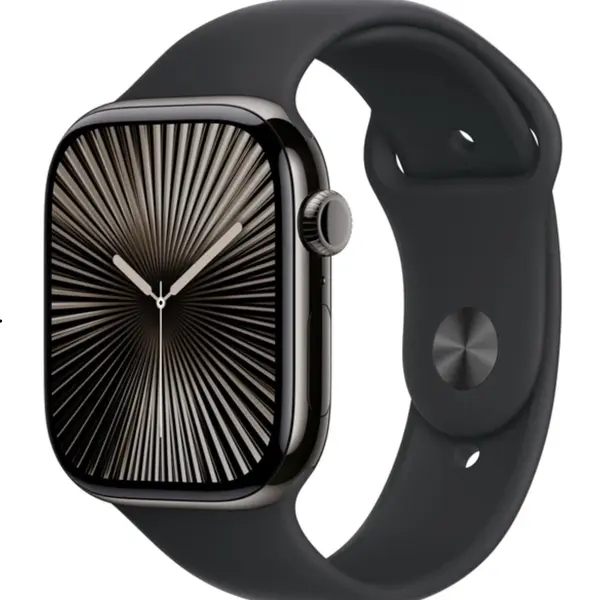 APPLE Watch Series 10 Cellular 42mm Břidlicově šedý titan s černým sportovním řemínkem M/L