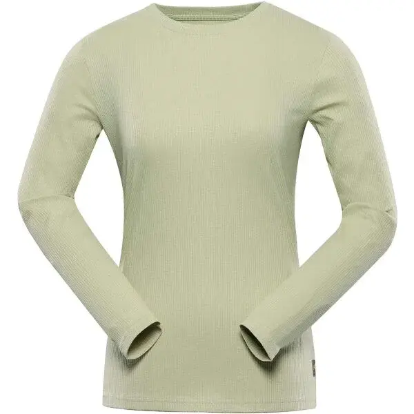 NAX CERLA Dámske bavlnené tričko s dlhým rukávom, béžová, veľkosť