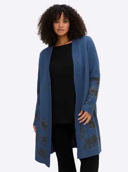 SHEEGO Kardigán  modrá denim / čierna