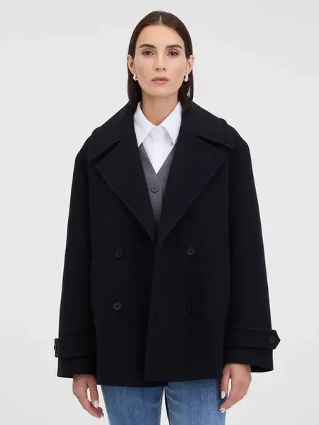 Černý dámský krátký kabát ORSAY