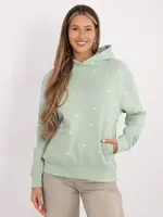 Dámská mikina s kapucí v pistáciové barvě