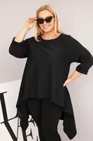 Kesi Dámska tunika Plus Size bavlnená s asymetrickým strihom čierna