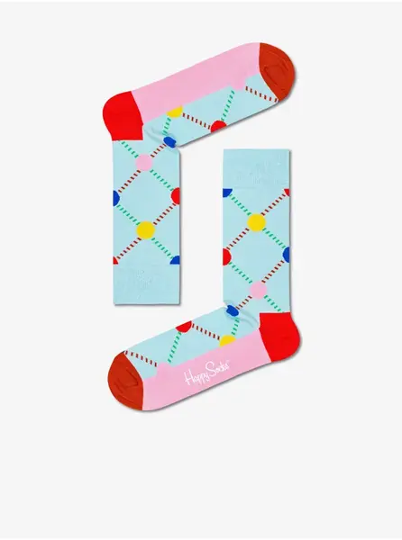 Růžovo-modré vzorované ponožky Happy Socks Argyle Dot - Dámské
