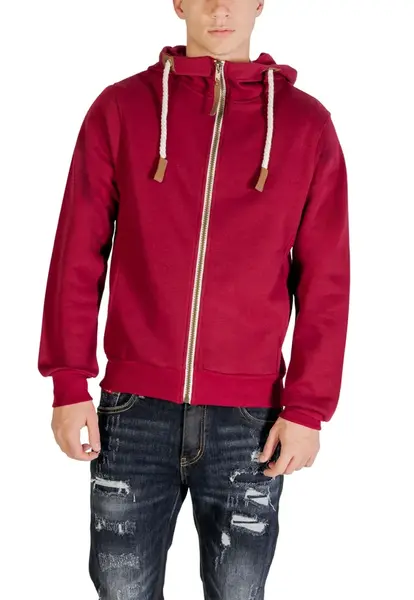 Červená pánská mikina s kapucí