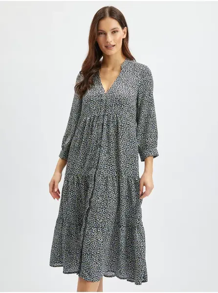 Modro-čierne dámske vzorované košeľové šaty ORSAY