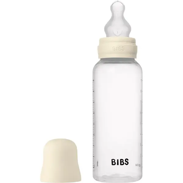 BIBS Anti-Colic Baby Bottle Silicone antikoliková fľaša so silikónovým cumlíkom Ivory 270 ml