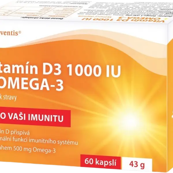 NOVENTIS Vitamín D3 1000 IU + Omega-3, 60 kapslí
