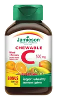 JAMIESON Vitamín C 500 mg tablety na cucání mix tří ovocných příchutí 120 ks