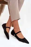 Velvet baleríny s řemínkem a zlatým detailem