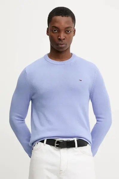 Bavlněný svetr Tommy Jeans pánský, vínová barva, DM0DM21787