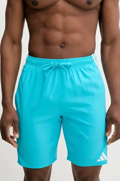 Plavkové šortky adidas 3S BLD SH 8IN tyrkysová barva, JD4241