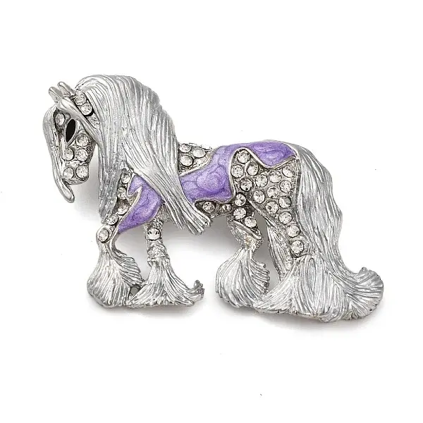 Horse Alloy Crystal Rhinestone Brooch