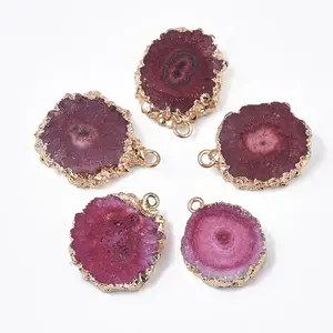 Natural Druzy Agate Pendants