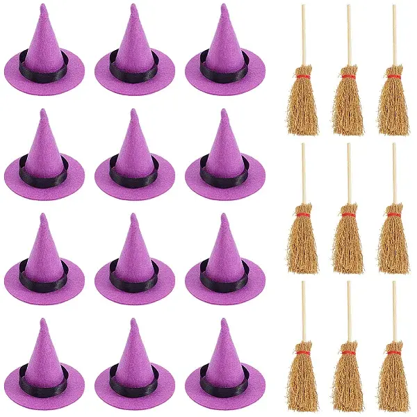 12Pcs Mini Polyester Witch Hats