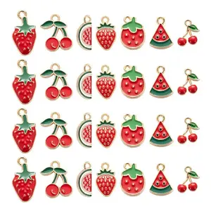 140Pcs 7 Style Light Gold Alloy Enamel Pendants