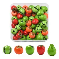 50Pcs 5 Styles Wood Beads