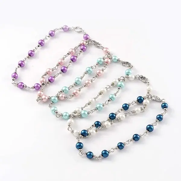 Glass Pearl Beads Anklets