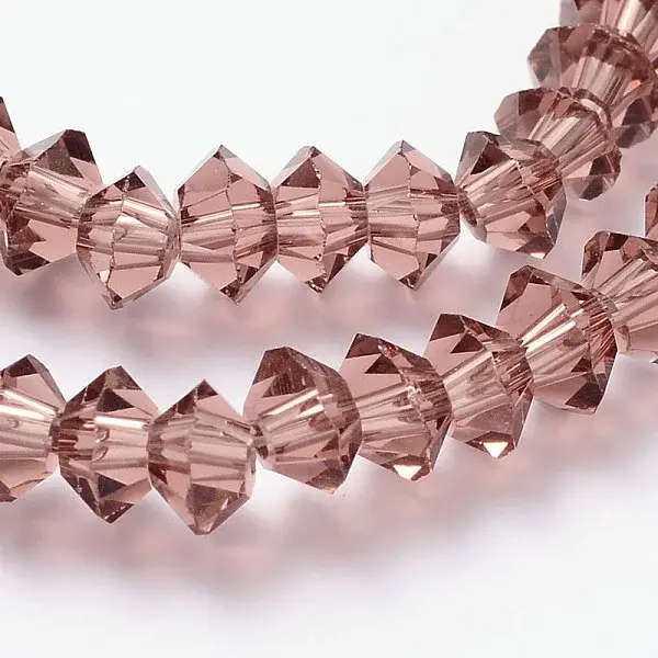 Faceted Bicone Transparent Glass Bead Strands