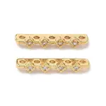 Brass Micro Pave Clear Cubic Zirconia Spacer Bars