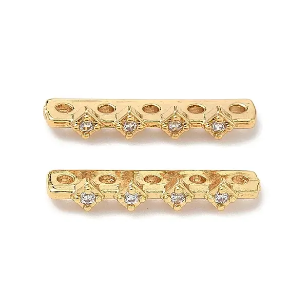 Brass Micro Pave Clear Cubic Zirconia Spacer Bars
