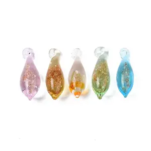 Handmade Gold Sand Lampwork Pendants
