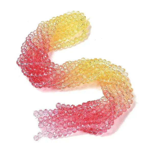 Transparent Painted Glass Beads Strands