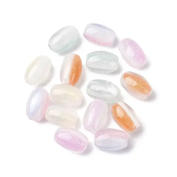 Opaque Resin with Glitter Powder European Beads