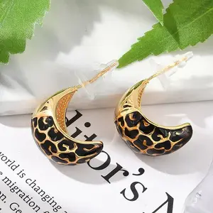 Brass Enamel Stud Earrings