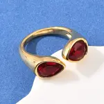 304 Stainless Steel with Glass Cuff Open Rings