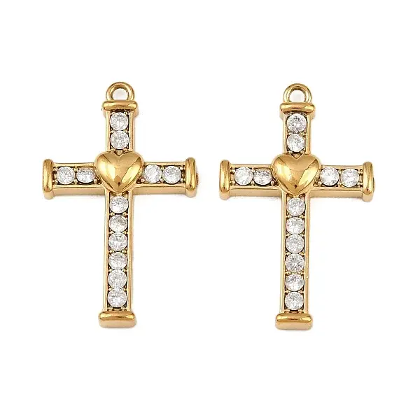 304 Stainless Steel Micro Pave Cubic Zirconia Pendants