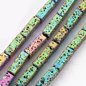 Electroplated Natural Lava Rock Beads Strands