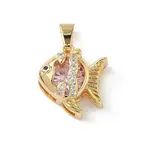 Brass Micro Pave Cubic Zirconia Fish Charms